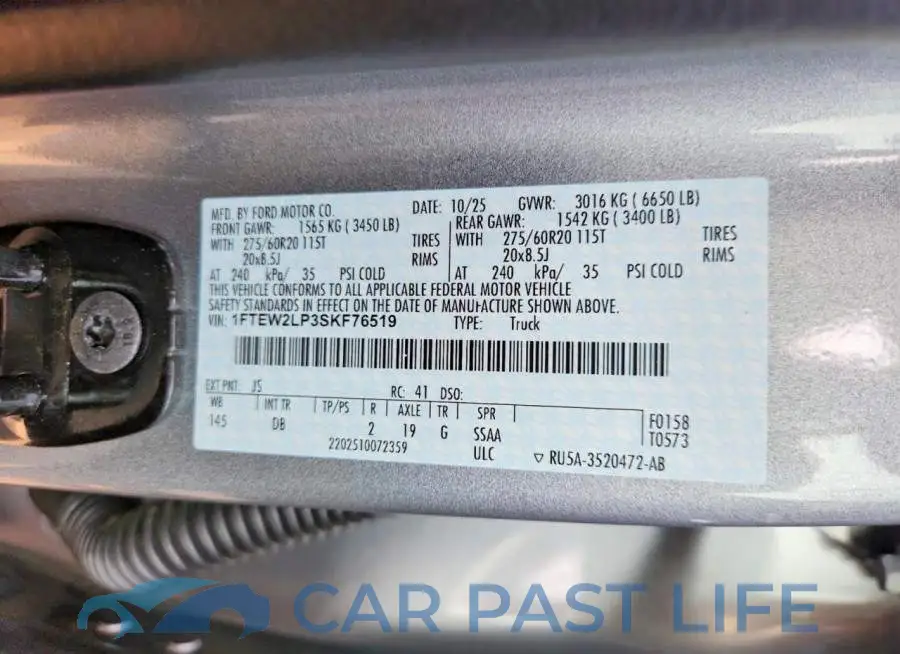 1FTEW2LP3SKF76519# 12
