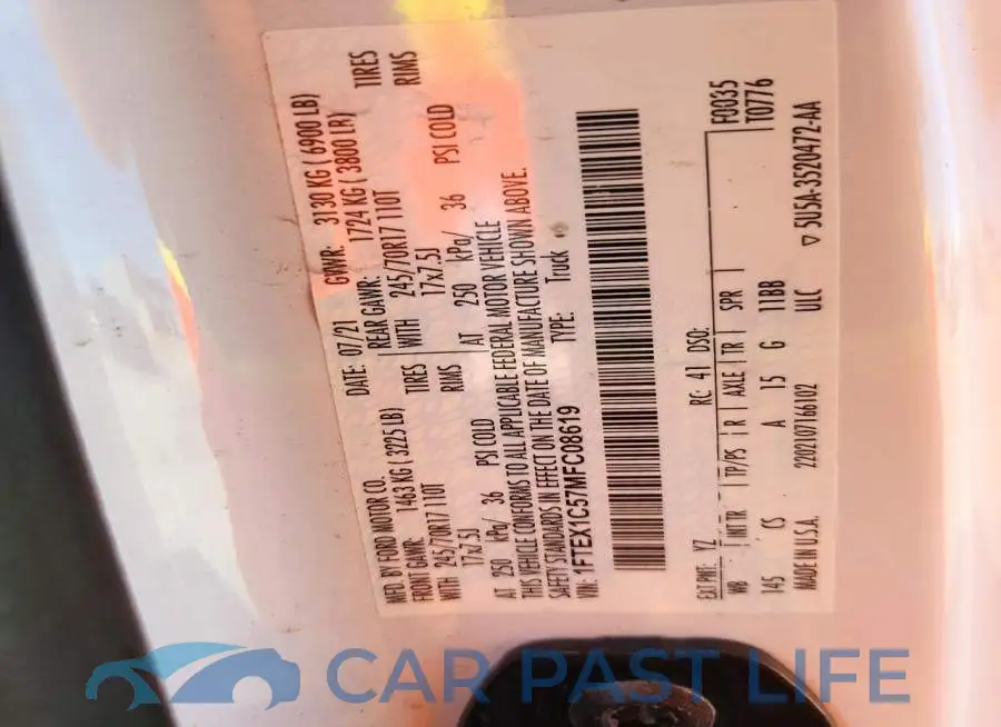 1FTEX1C57MFC08619# 12