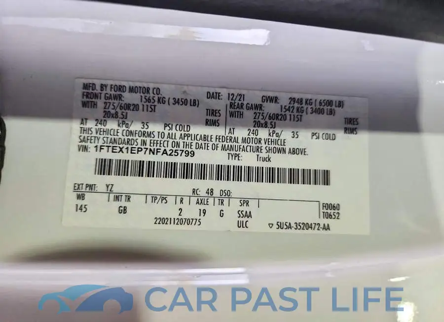 1FTEX1EP7NFA25799# 12