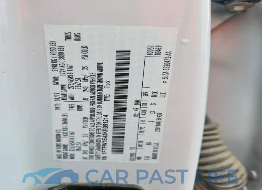 1FTFW1E43KFB91214# 12