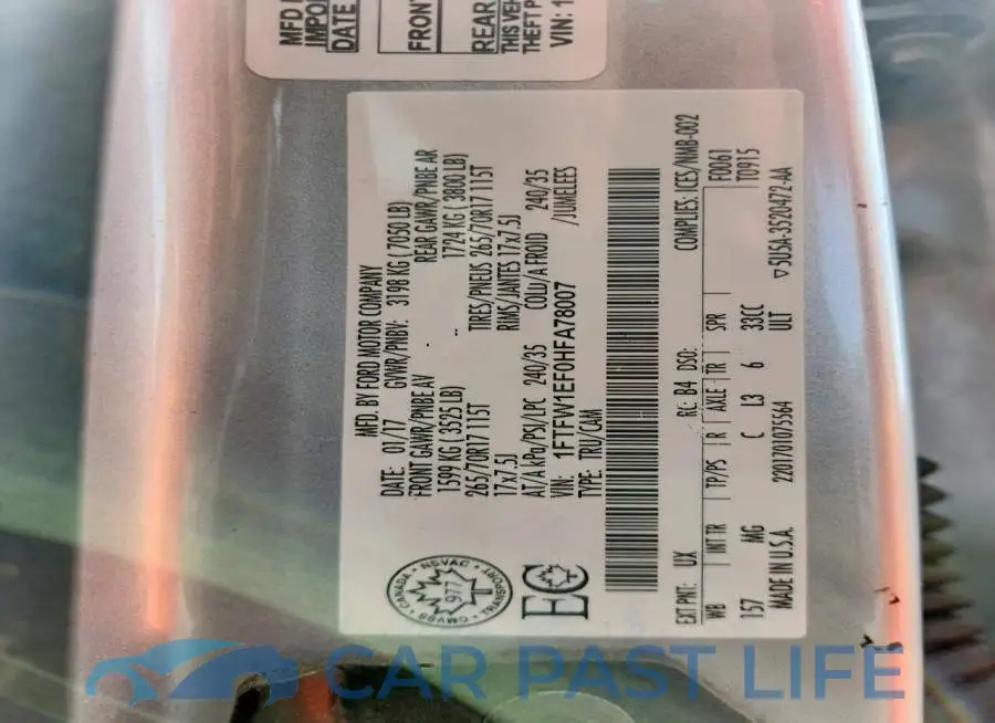 1FTFW1EF0HFA78007# 12