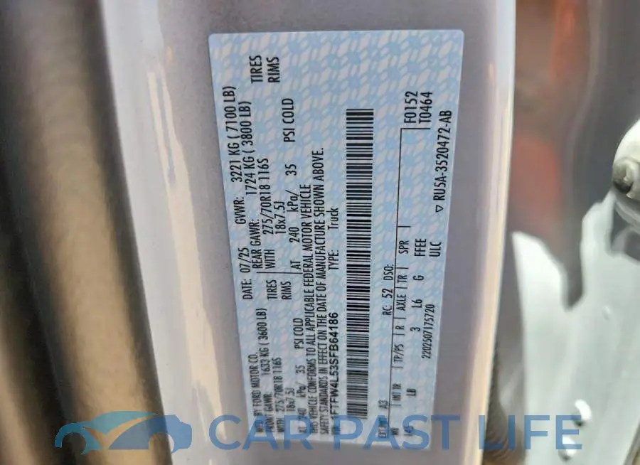 1FTFW4L53SFB64186# 12