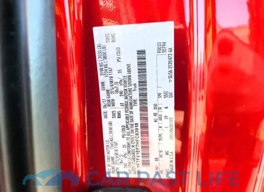1FTFX1EF7HFC83918# 12