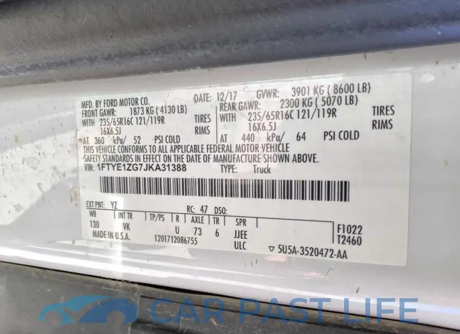 1FTYE1ZG7JKA31388# 13