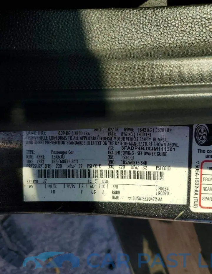 3FADP4BJXJM111301# 12