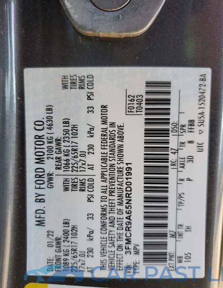 3FMCR9A65NRD01991# 14