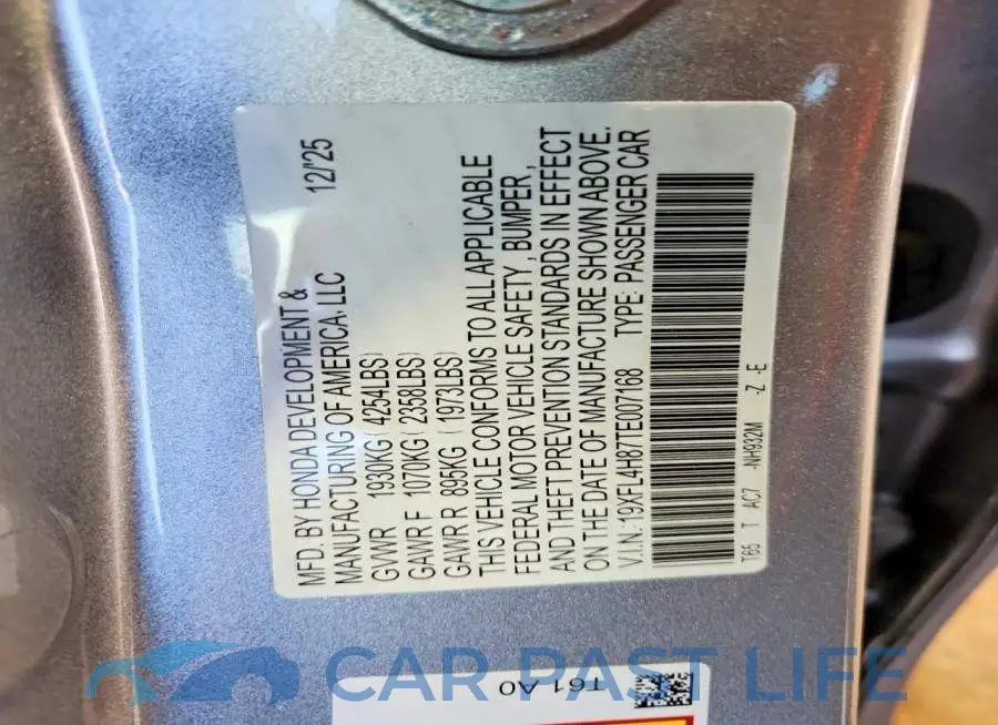 19XFL4H87TE007168# 13