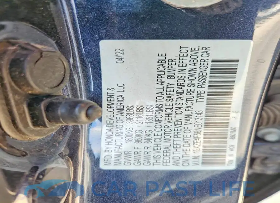 19XZE4F56NE013143# 12