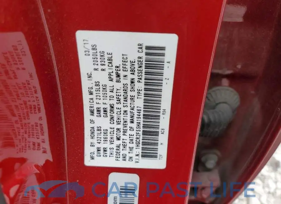 1HGCR2F55HA194467# 13