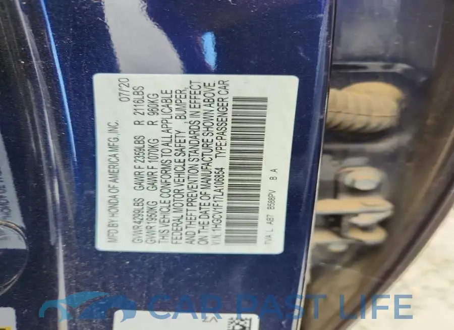 1HGCV1F17LA106854# 12