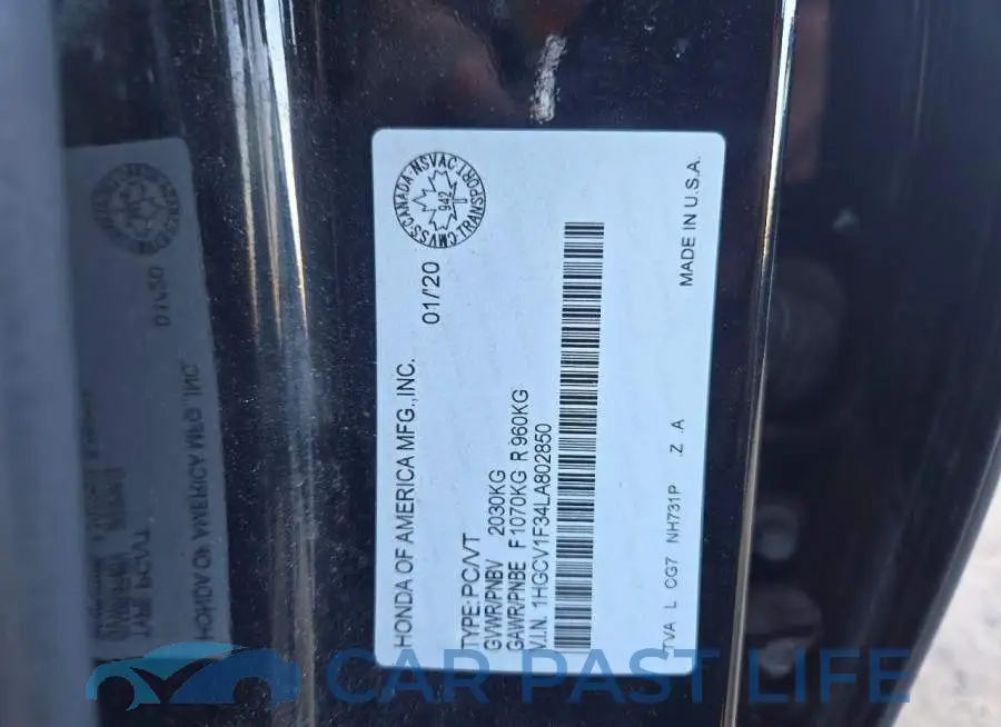 1HGCV1F34LA802850# 13
