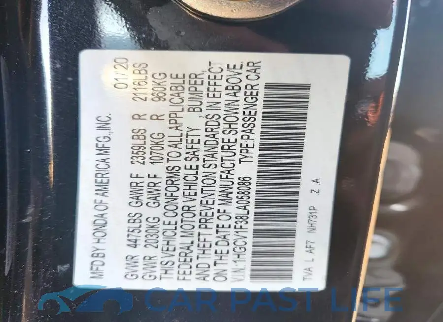 1HGCV1F38LA058086# 12