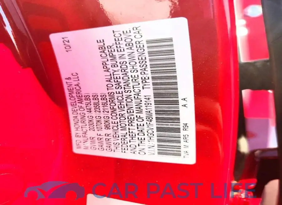 1HGCV1F48MA119141# 12