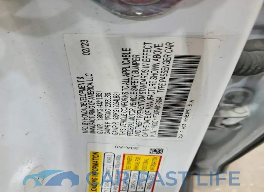 1HGCY1F30PA013494# 12