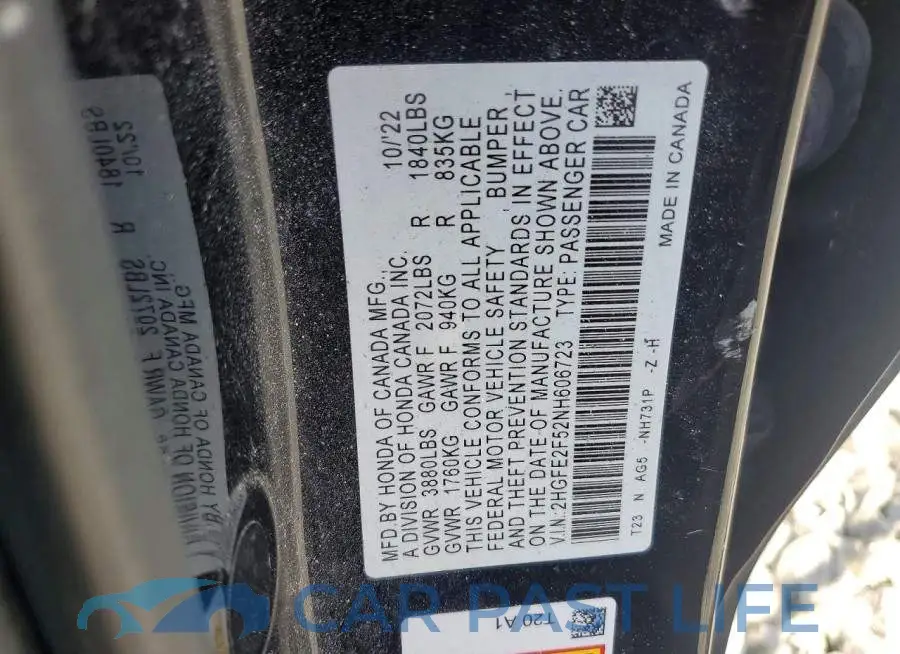2HGFE2F52NH606723# 12