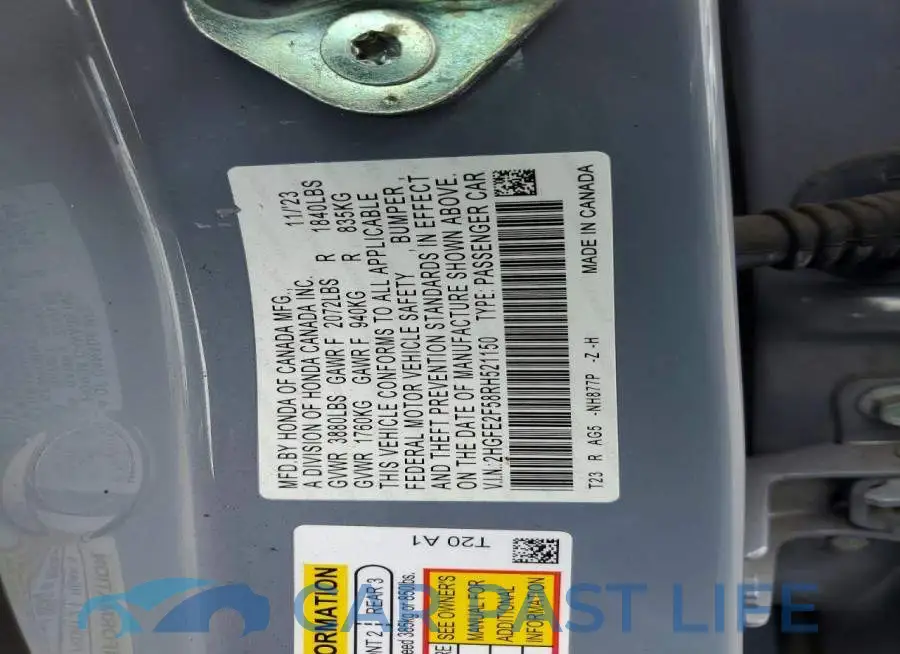 2HGFE2F58RH521150# 12