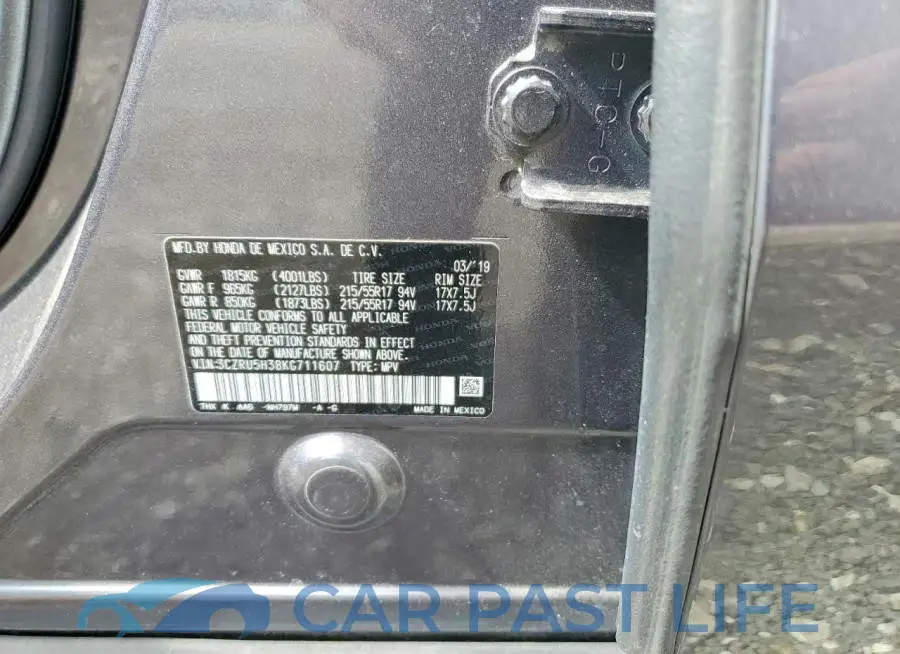 3CZRU5H38KG711607# 12