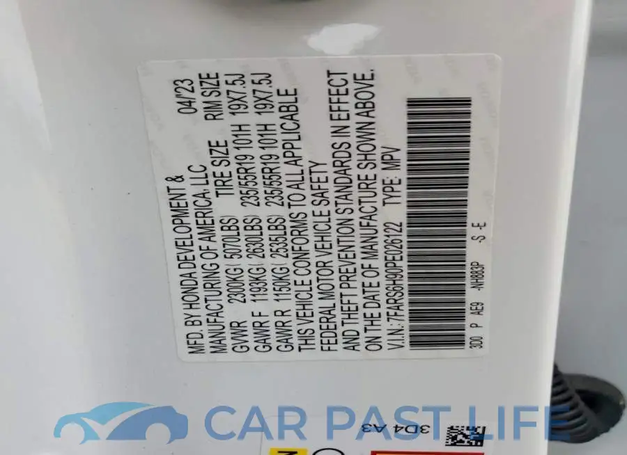 7FARS6H90PE026122# 13