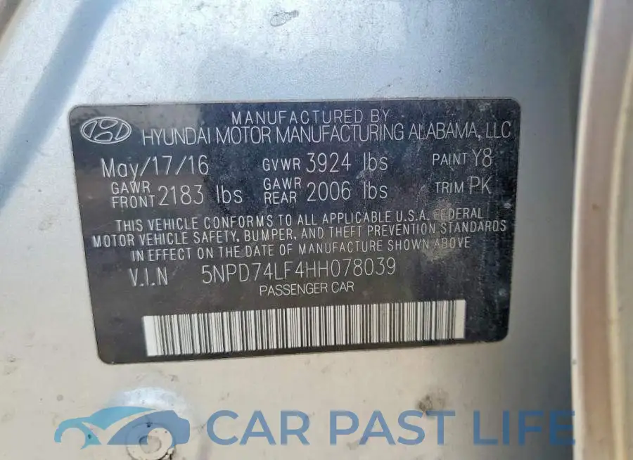 5NPD74LF4HH078039# 13