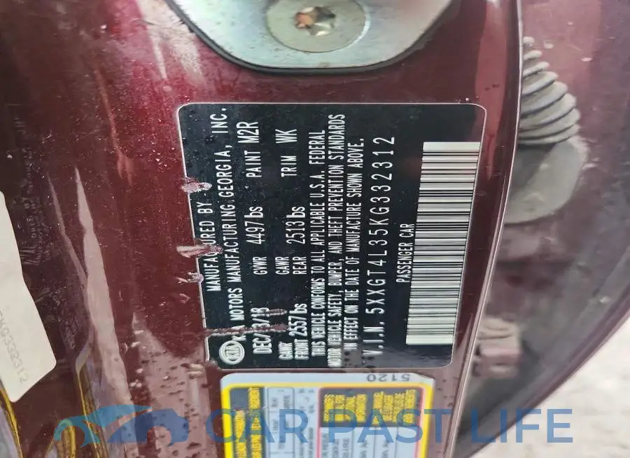 5XXGT4L35KG332312# 12
