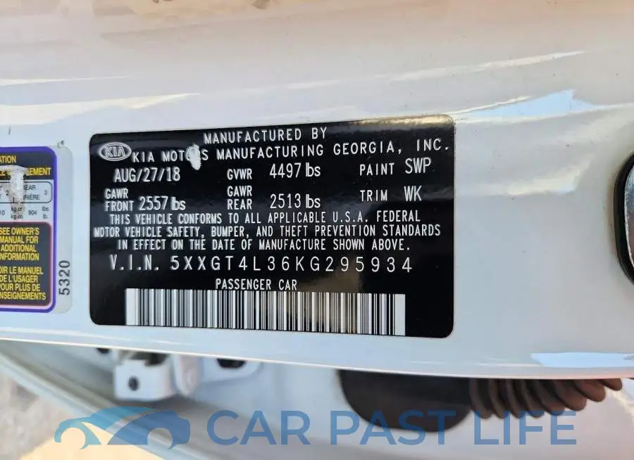 5XXGT4L36KG295934# 12