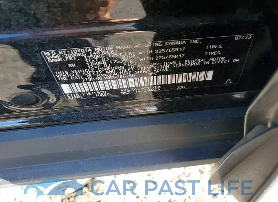 2T3H1RFV8PW286256# 13