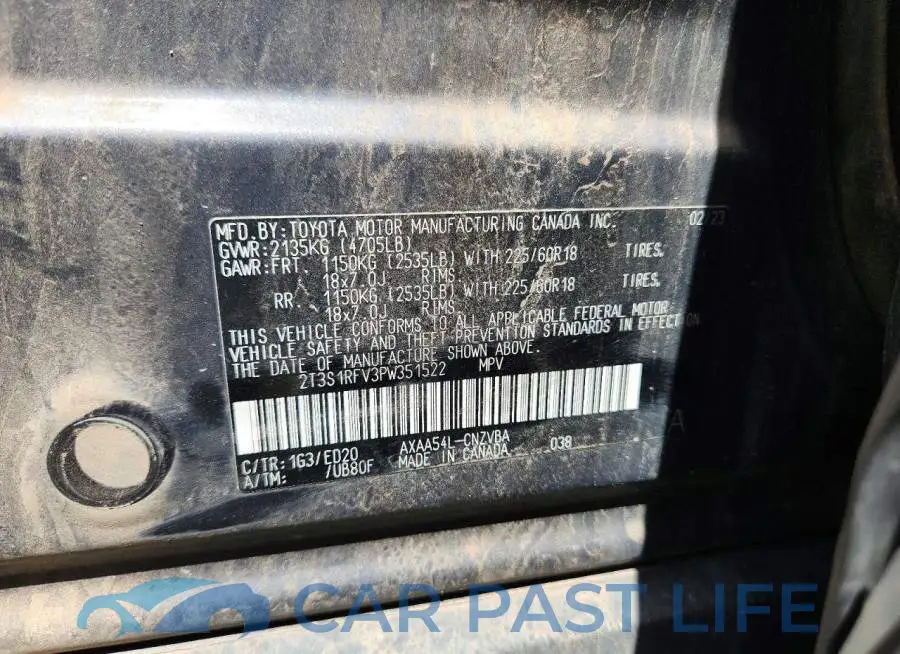 2T3S1RFV3PW351522# 13