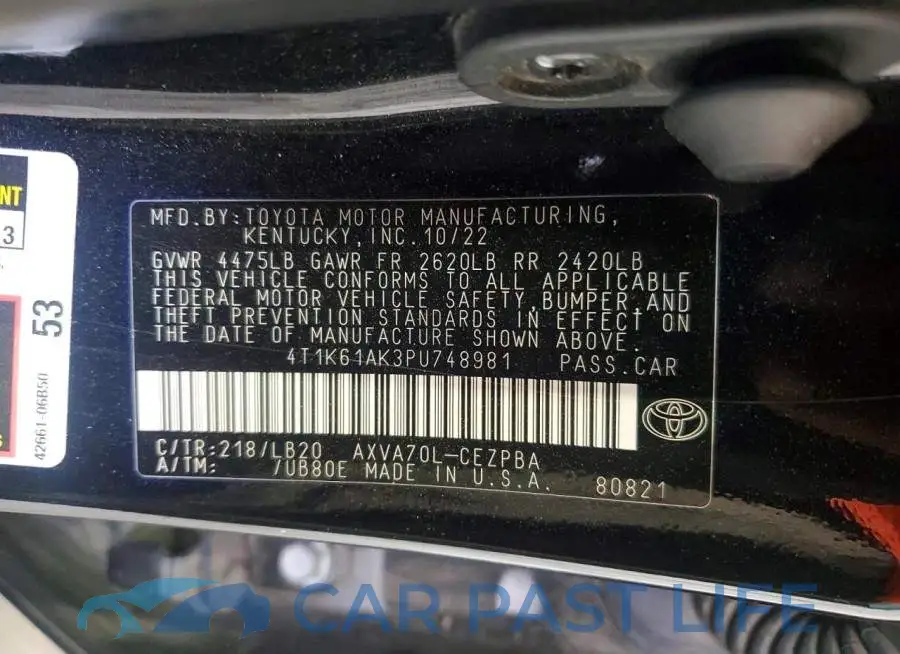 4T1K61AK3PU748981# 12