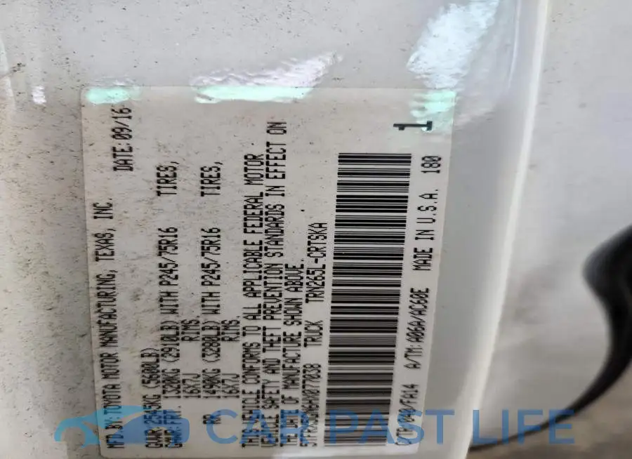 5TFRX5GN6HX077038# 12