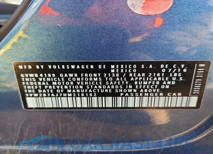 3VW2B7AJ7HM216162# 12