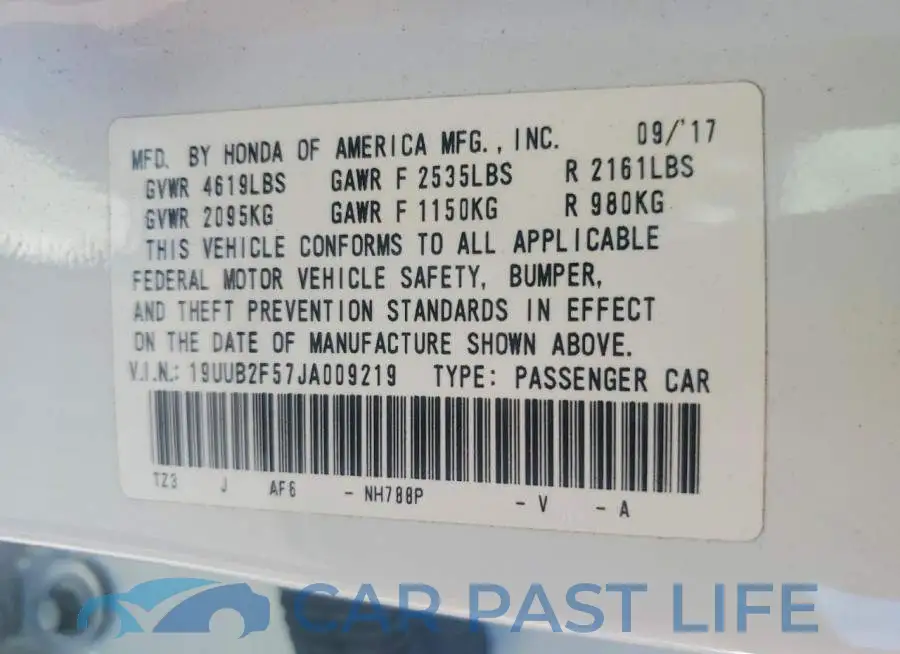 19UUB2F57JA009219# 12