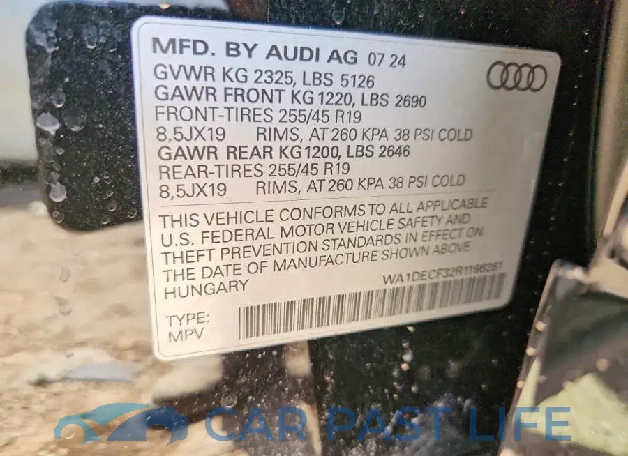 WA1DECF32R1186261# 12
