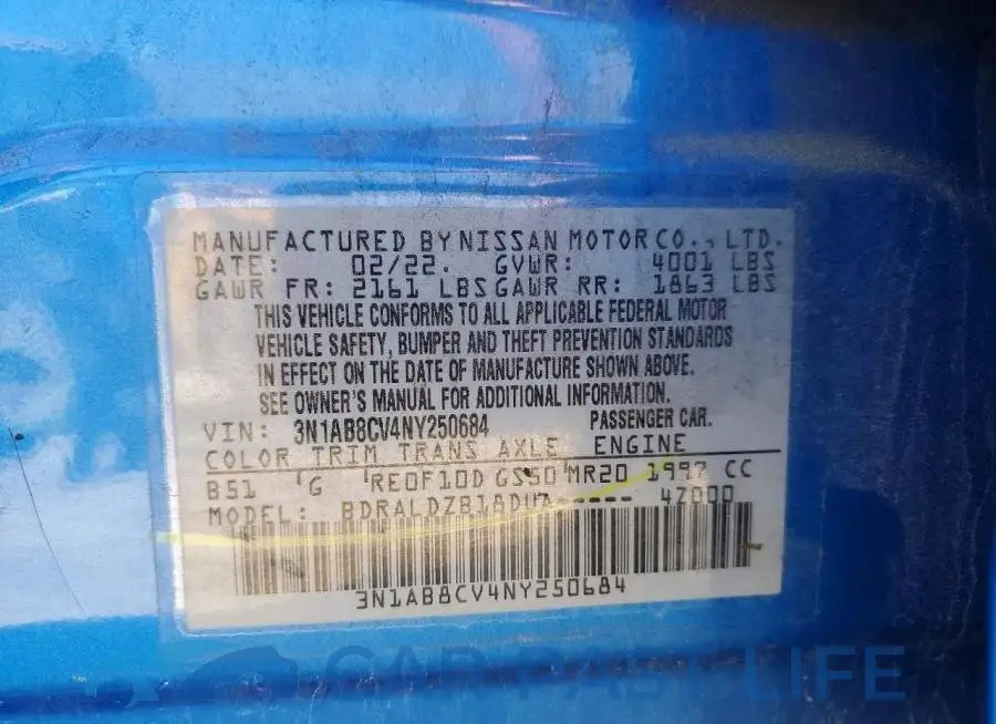 3N1AB8CV4NY250684# 12