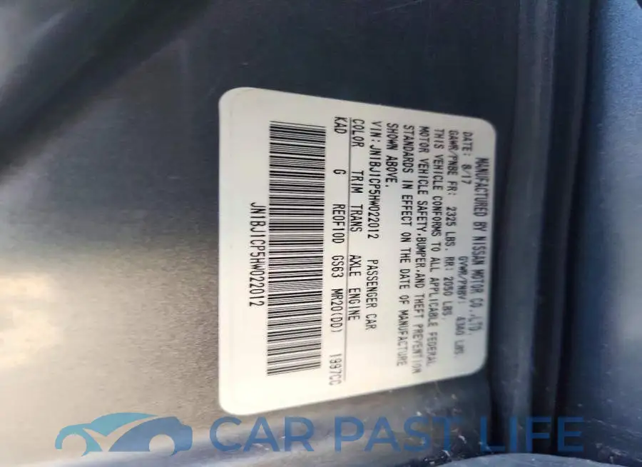 JN1BJ1CP5HW022012# 13