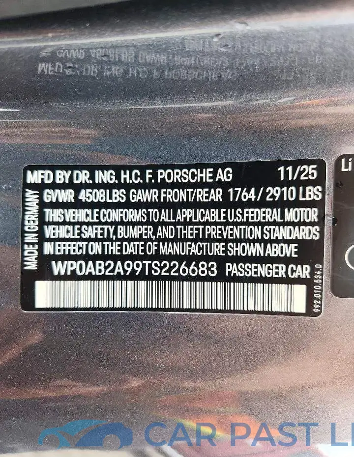 WP0AB2A99TS226683# 12