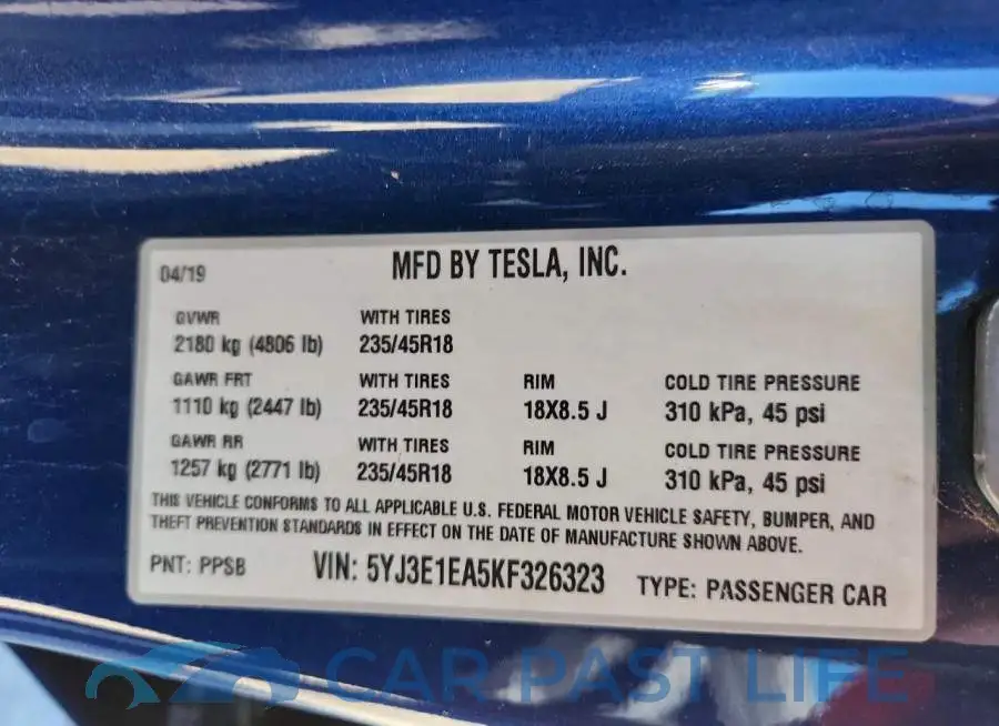 5YJ3E1EA5KF326323# 13