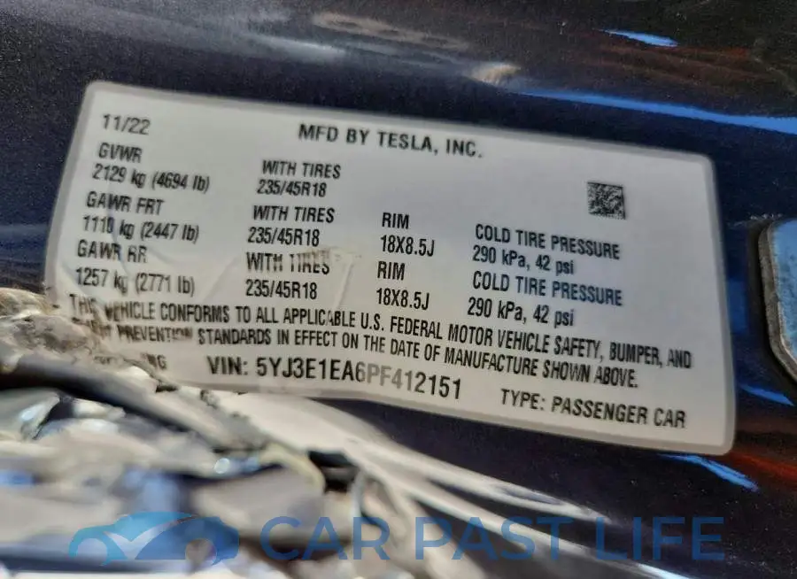 5YJ3E1EA6PF412151# 12