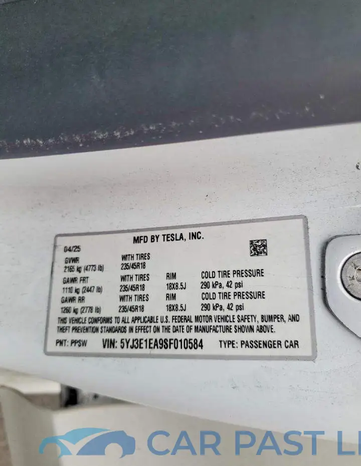 5YJ3E1EA9SF010584# 12