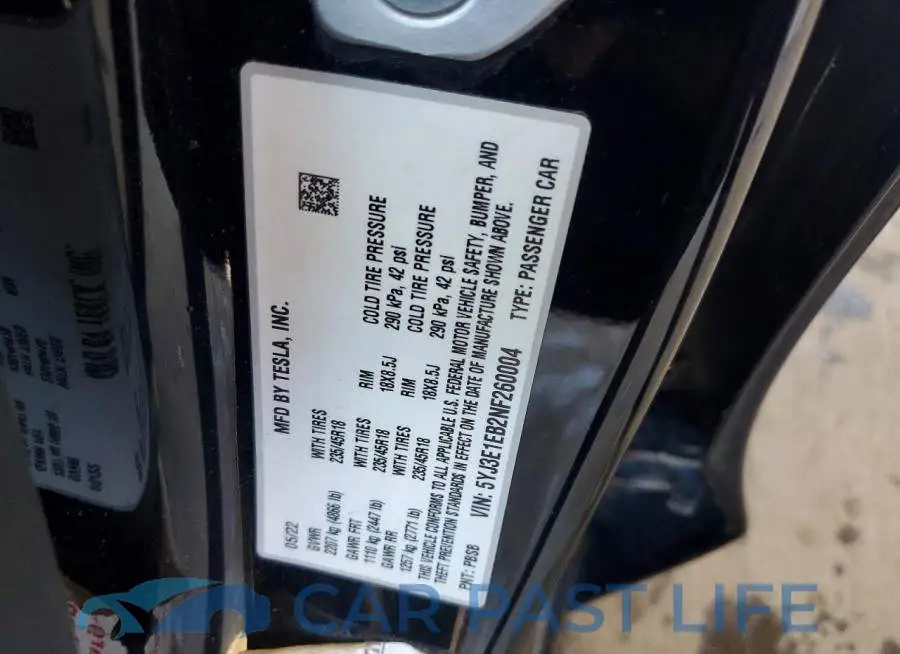 5YJ3E1EB2NF260004# 12