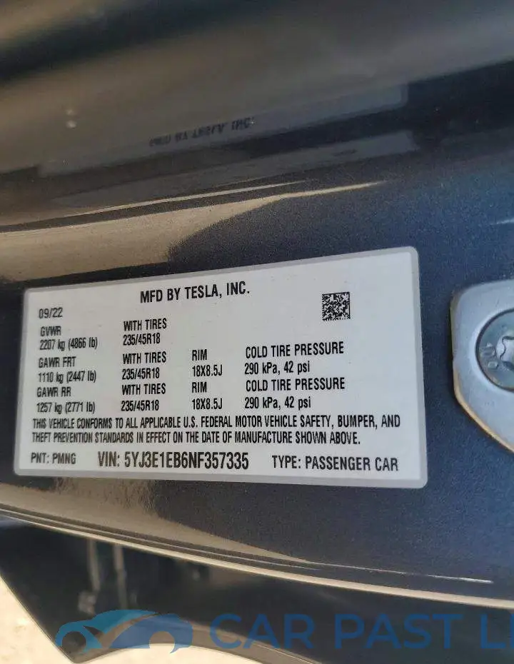 5YJ3E1EB6NF357335# 12