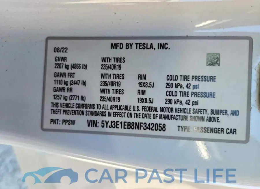 5YJ3E1EB8NF342058# 12