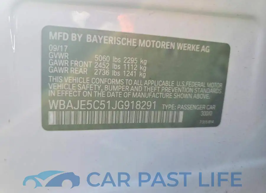 WBAJE5C51JG918291# 12