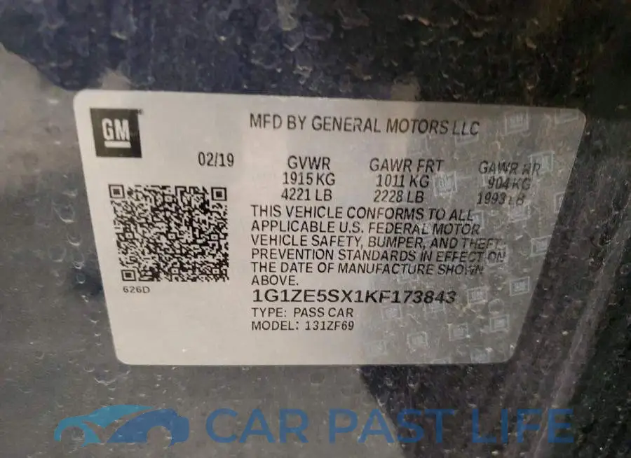 1G1ZE5SX1KF173843# 13