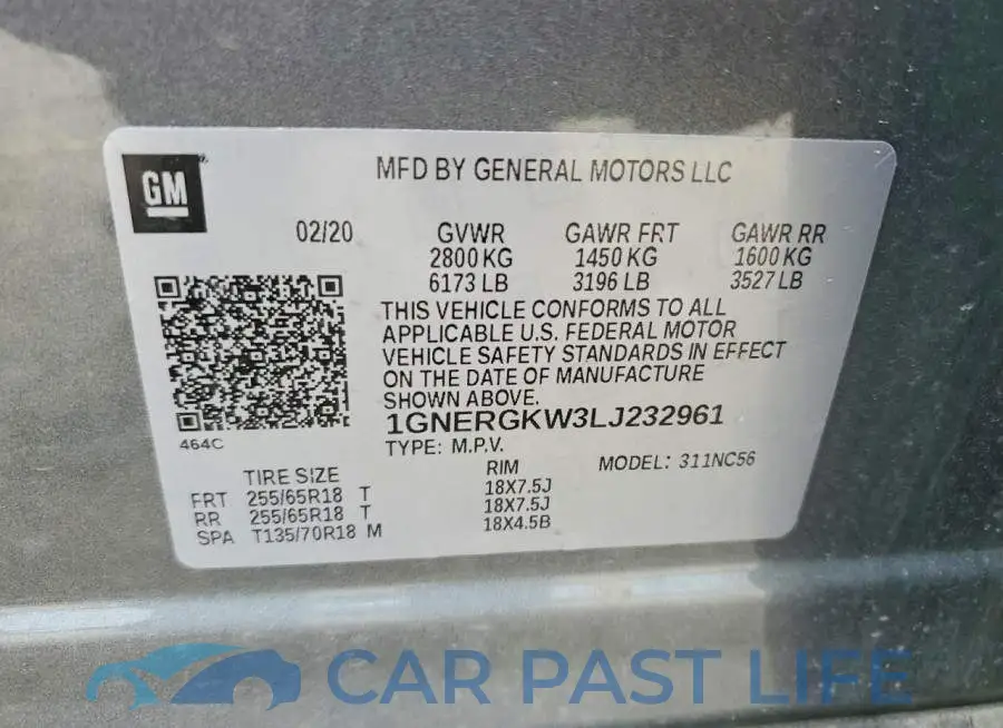 1GNERGKW3LJ232961# 12