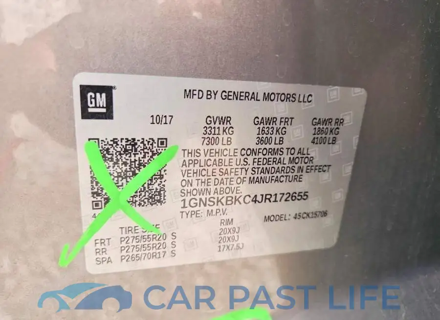 1GNSKBKC4JR172655# 13