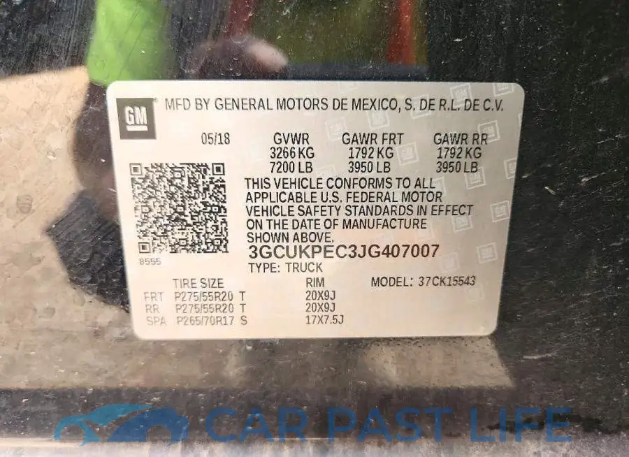 3GCUKPEC3JG407007# 13