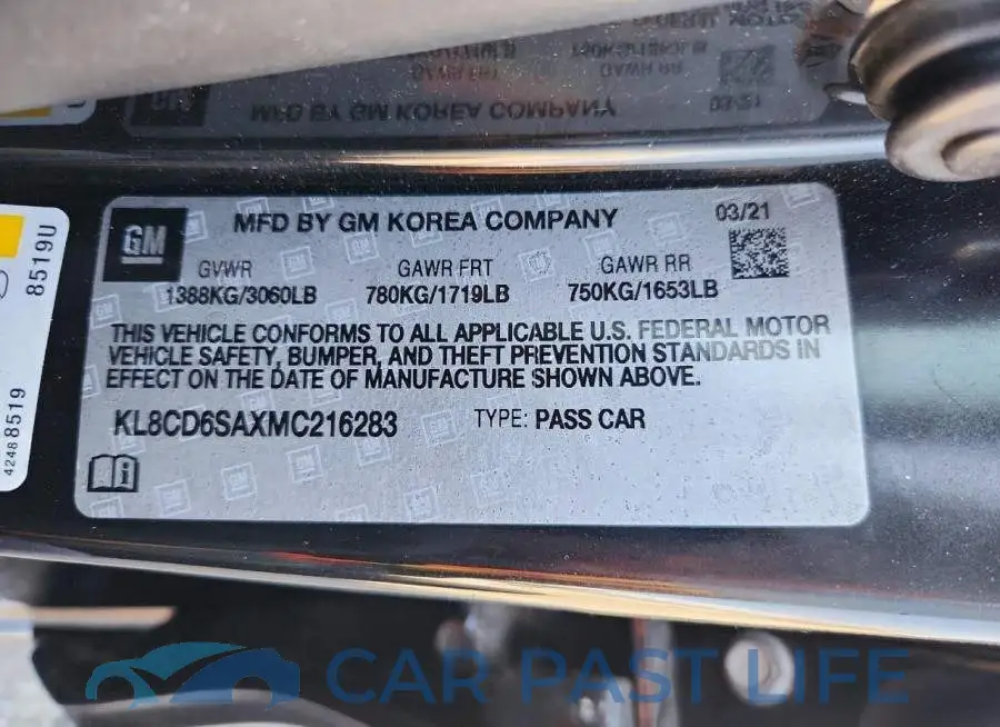 KL8CD6SAXMC216283# 12