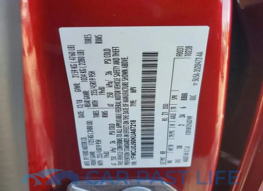 1FMCU0J90KUA67218# 14