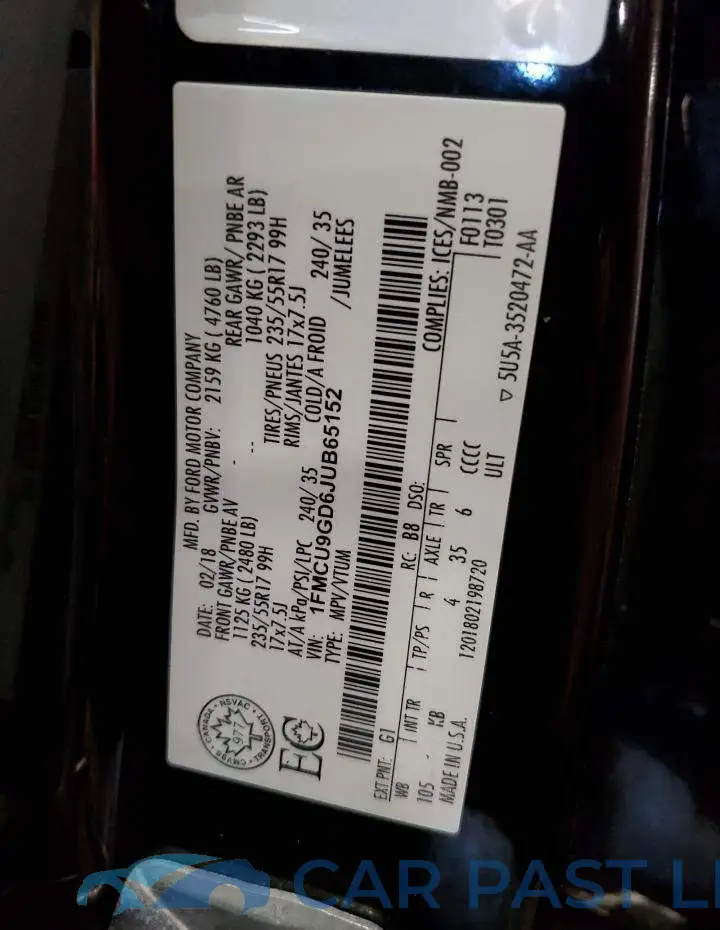 1FMCU9GD6JUB65152# 14