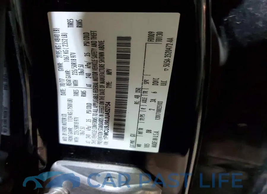 1FMCU9J90JUA52754# 13